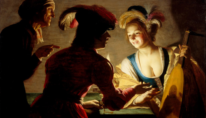 'De Koppelaarster' van Gerard van Honthorst (1590 - 1656).