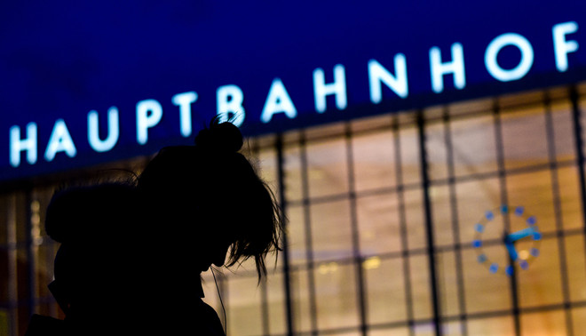 Outside the Cologne train station. Photo by Sascha Schuermann / Getty