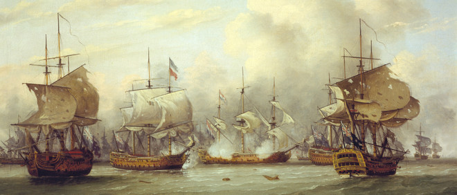 Vierde Engels-Nederlandse zeeoorlog, Battle of Dogger Bank, 5 augustus 1781. Foto: DeAgostini / Getty Images