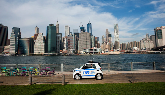 Een NYPD-smart in New York City op 23 oktober, 2016. Foto: Christian Hansen / Hollandse Hoogte