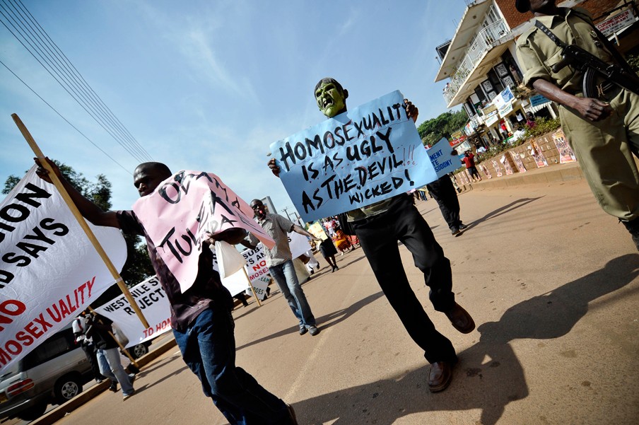 Een anti-homodemonstratie in de Oegandese hoofdstad Kampala. Foto: Marc Hofer/Hollandse Hoogte