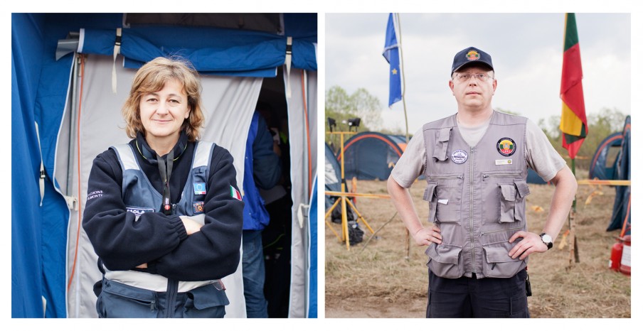 Links: Paola Bernardelli, teamleider TAST-team (Technical Assistance Support Team). Rechts: Gediminas Šukšta, teamleider Litouwse Urban Search and Rescue Team. Foto: Pieter van den Boogert