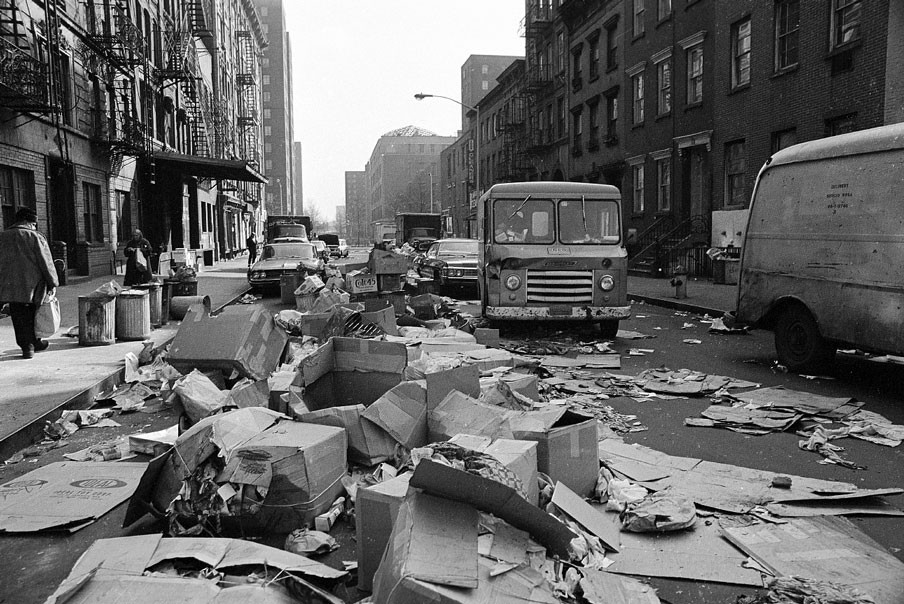 Manhattan op 9 februari 1968, als de vuilnismannen een week staken. Foto: Hollandse Hoogte