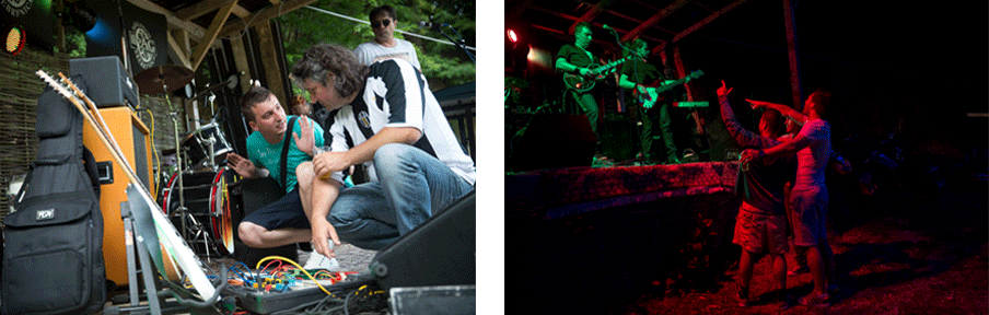 Rockband Afera voor en tijdens het optreden. Foto’s: Jodi Hilton.