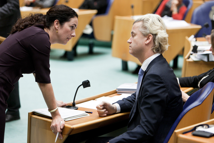 Den Haag, 2010 - Femke Halsema overlegt met PVV leider Geert Wilders. Foto: Martijn Beekman/ANP